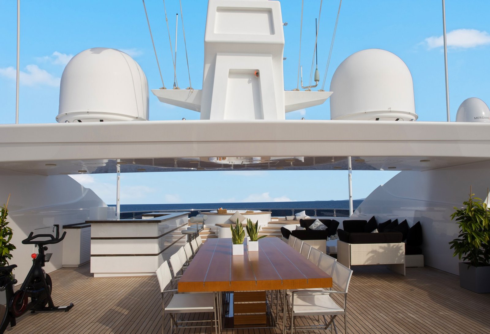 Luxury motor yacht charter deck and outdoor living areas