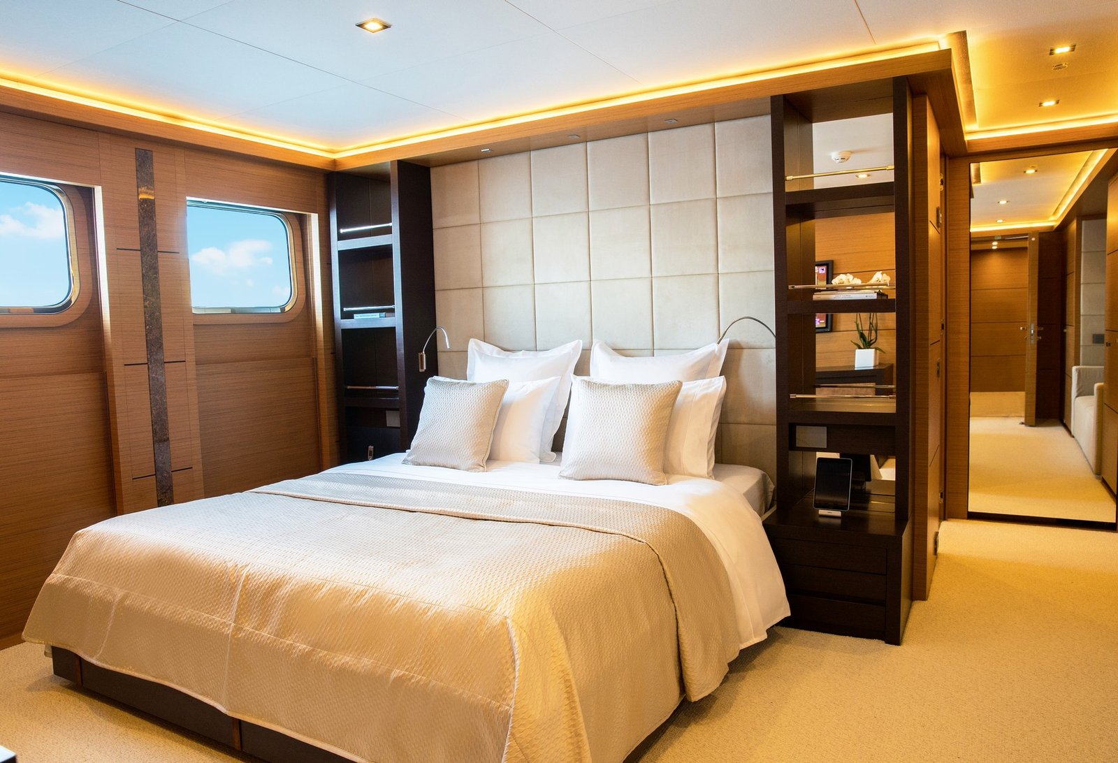 Luxury motor yacht charter interior cabins on Persefoni I