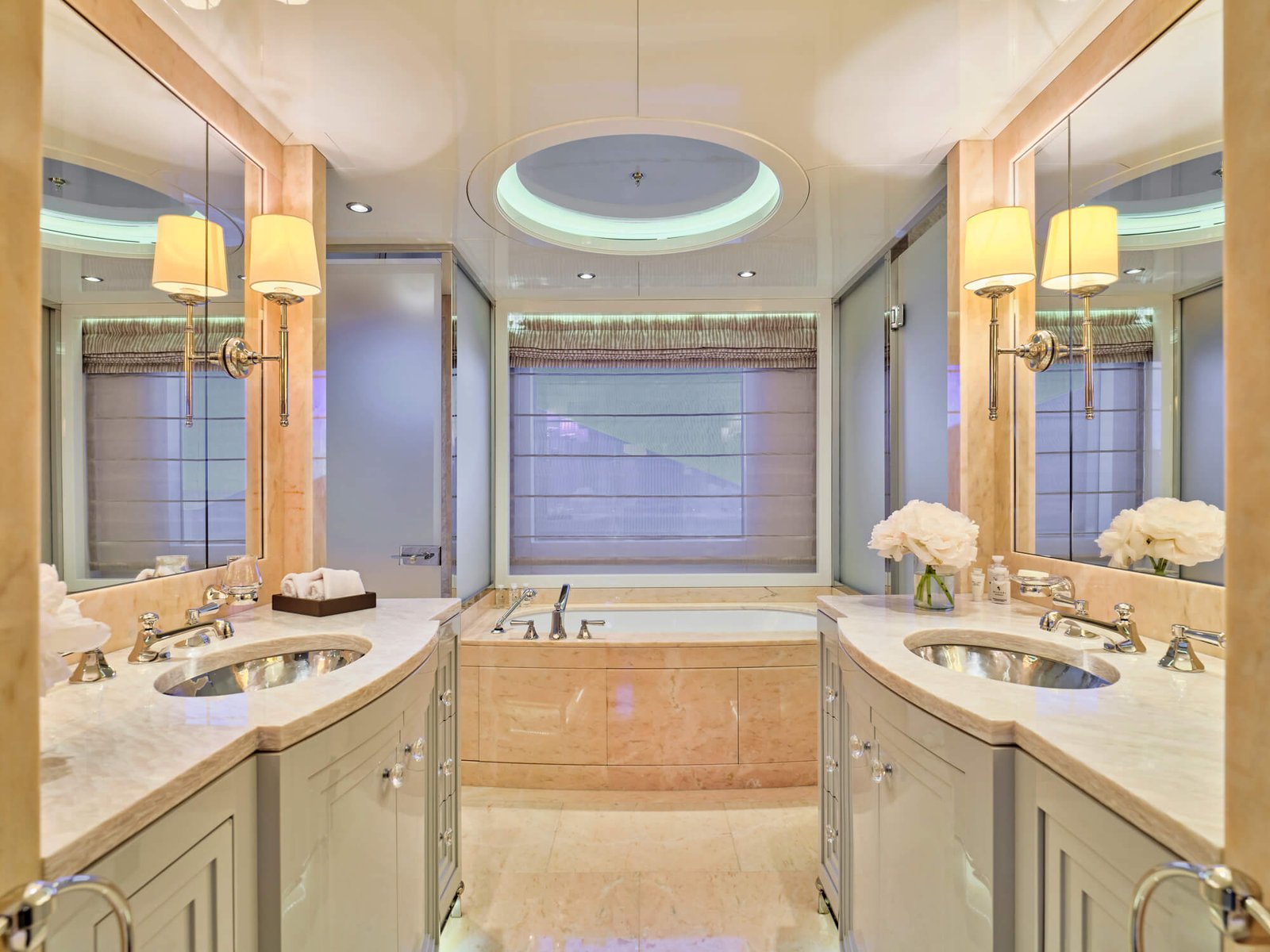 Luxury upper deck master suite on the SEAKID II yacht charter with 180-degree views.