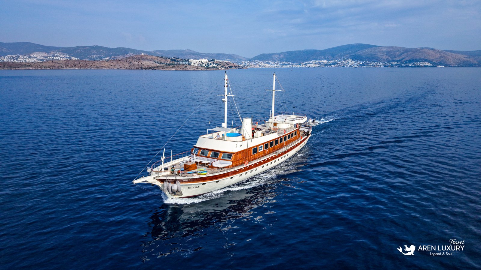 Elara 1 Gulet Charter – Exterior View Elara 1 Gulet Charter 41m luxury yacht cruising in Turkey