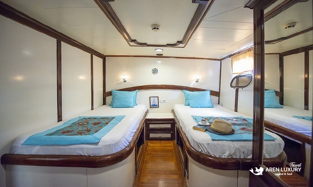 Comfortable guest cabin interior on Gulet Vesta 1 Sevil Charter Turkey