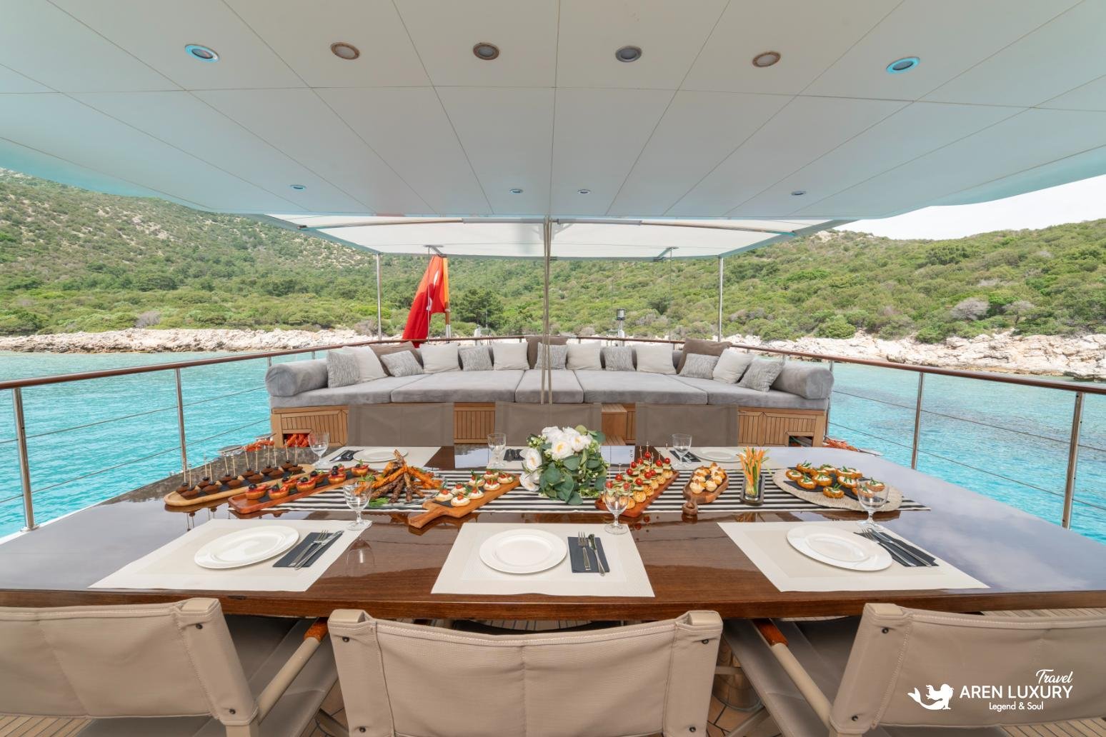 Dining area on Gulet Gitane blue cruise yacht