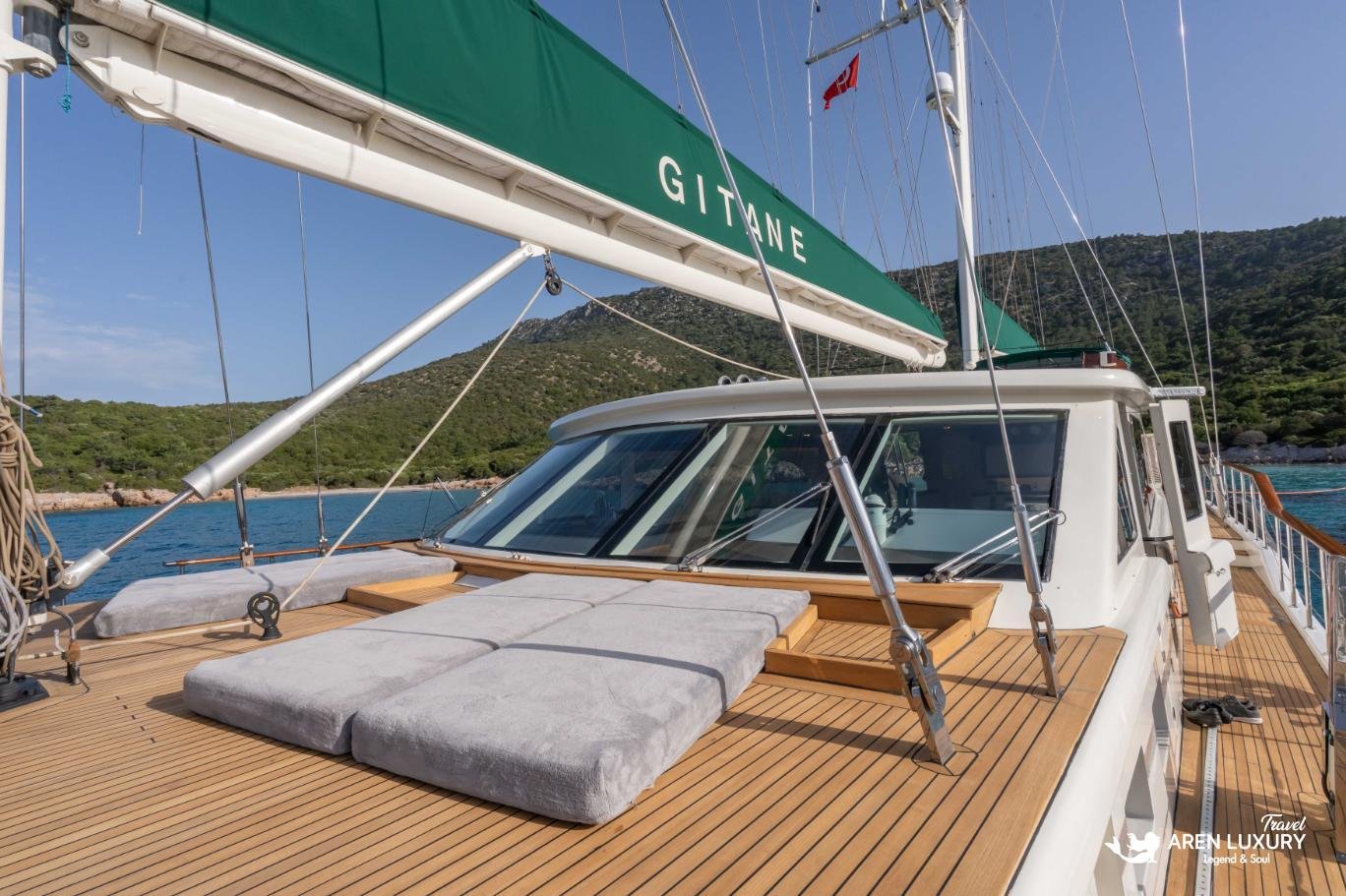 Luxury gulet Gitane deck for private charter in Turkey