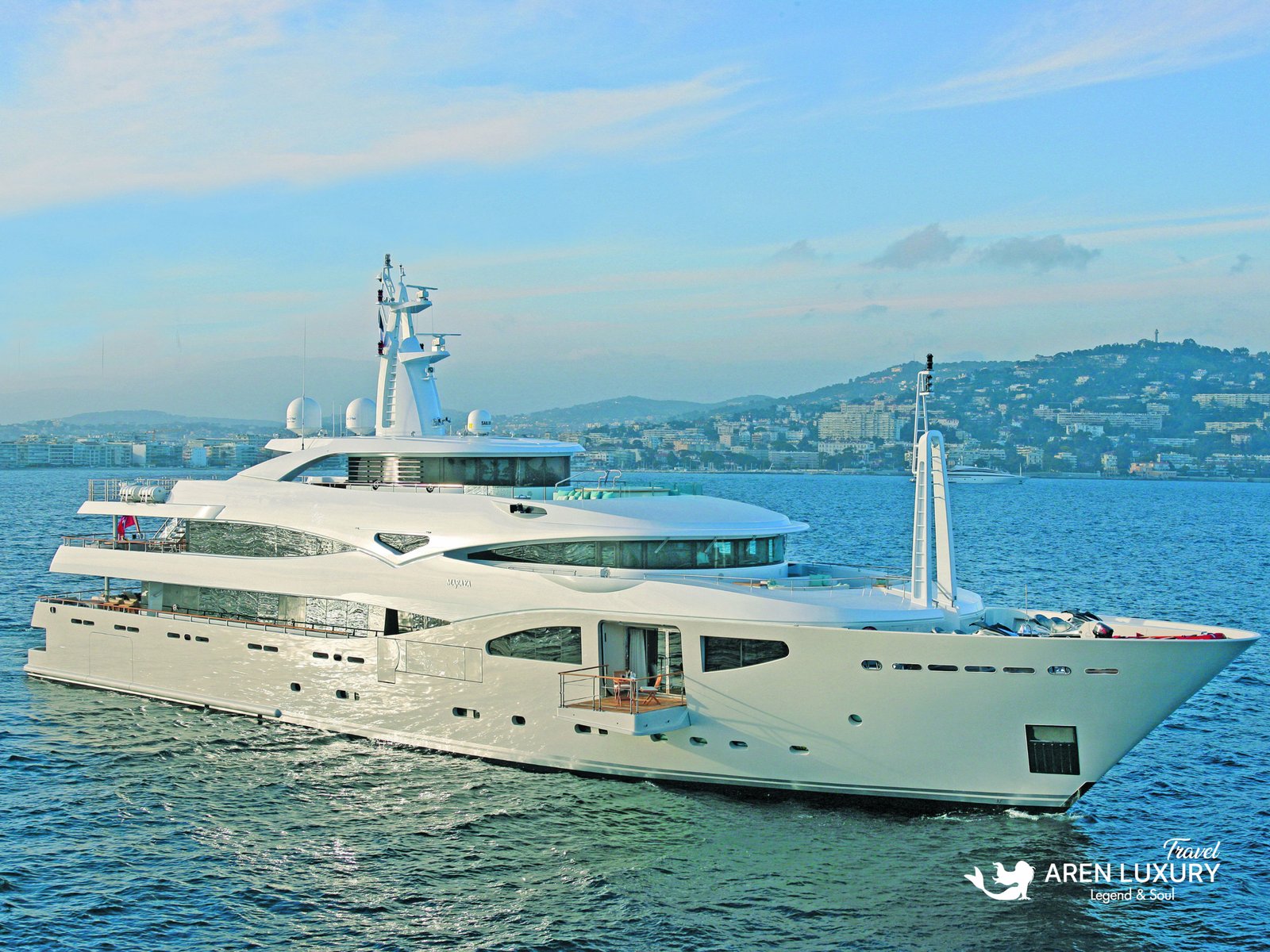 Maraya luxury motor yacht charter exterior view at anchor