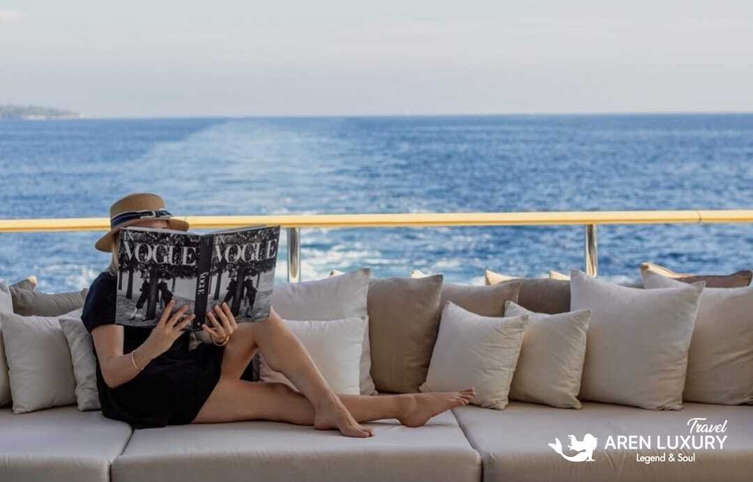 Private yacht charter Maraya underway in calm Mediterranean waters