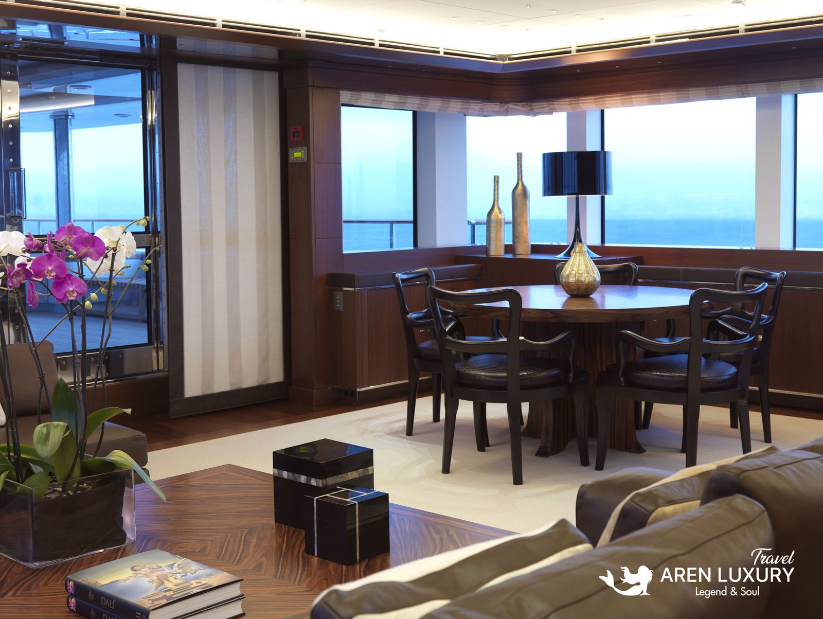 Luxury yacht charter Maraya interior saloon with elegant design