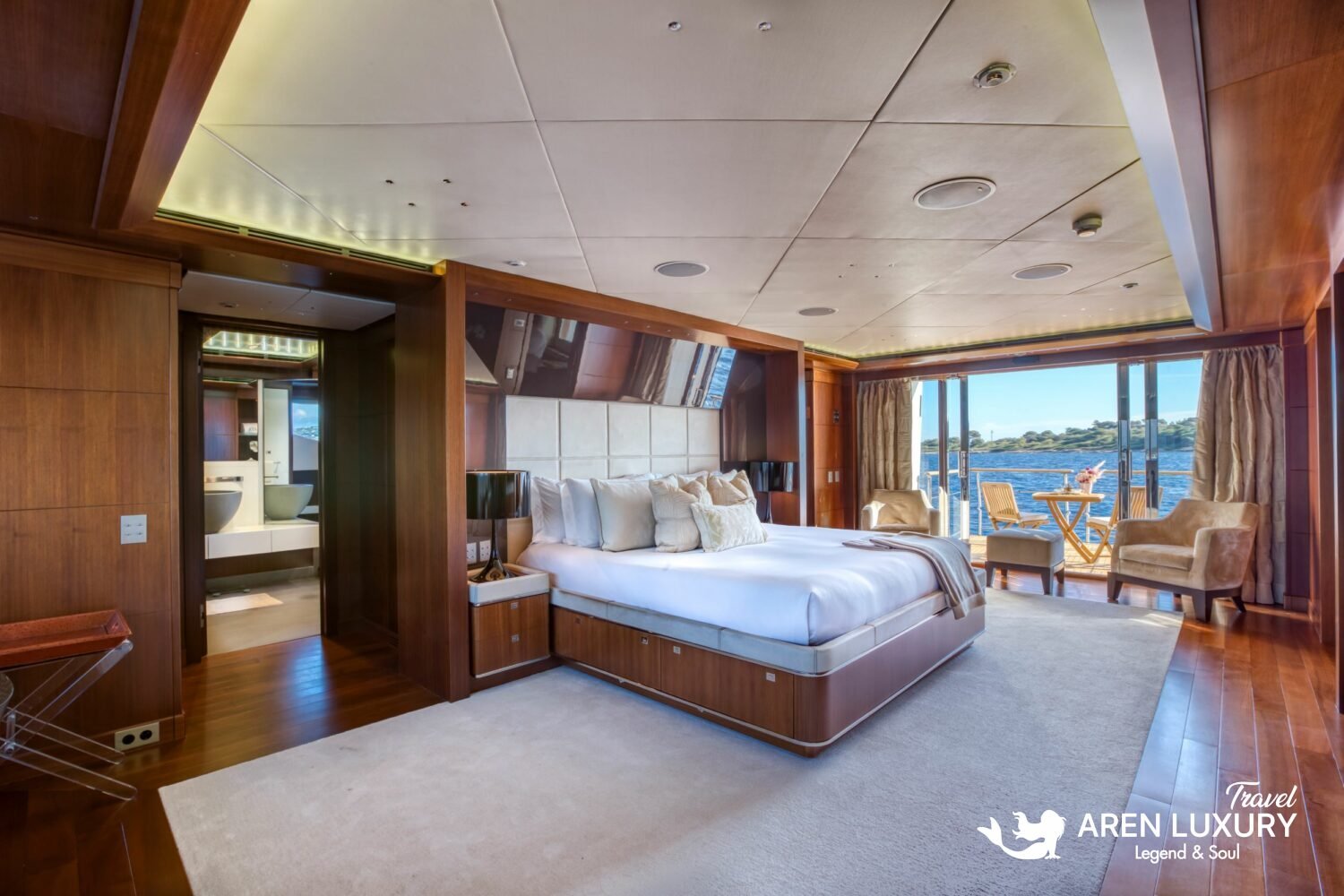 Luxury yacht charter Maraya interior saloon with elegant design