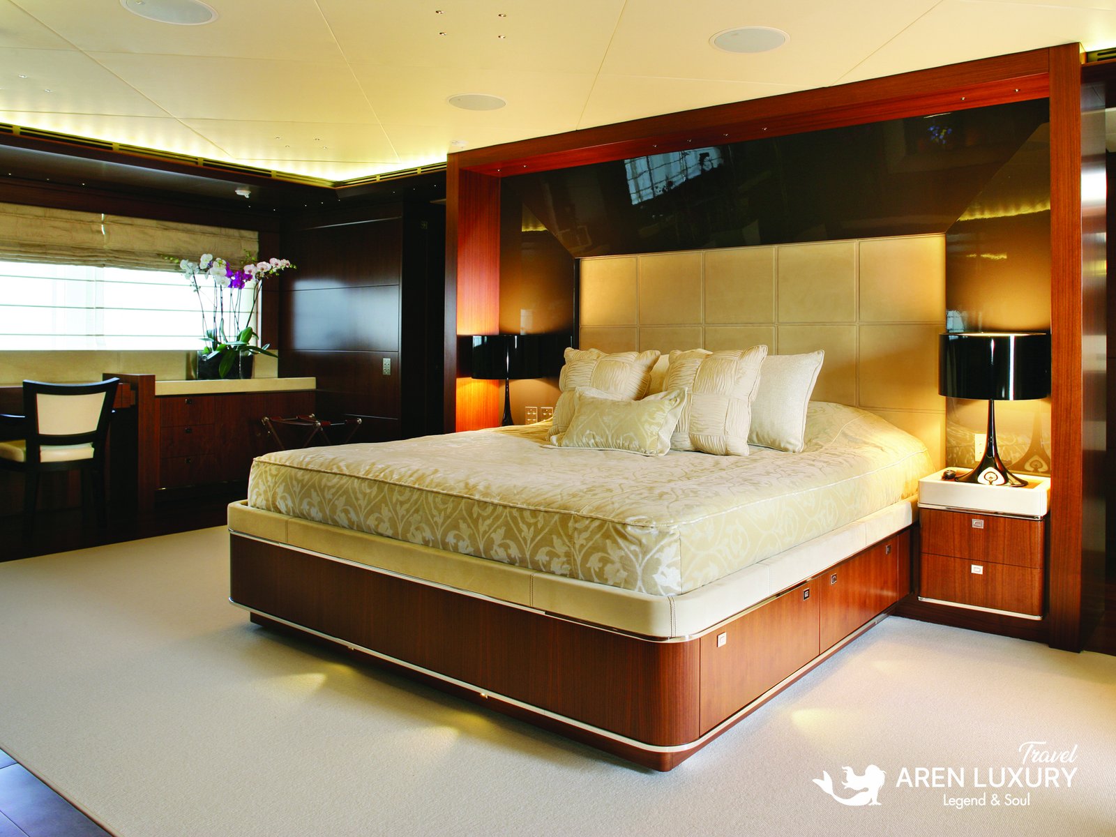 Luxury yacht charter Maraya interior saloon with elegant design