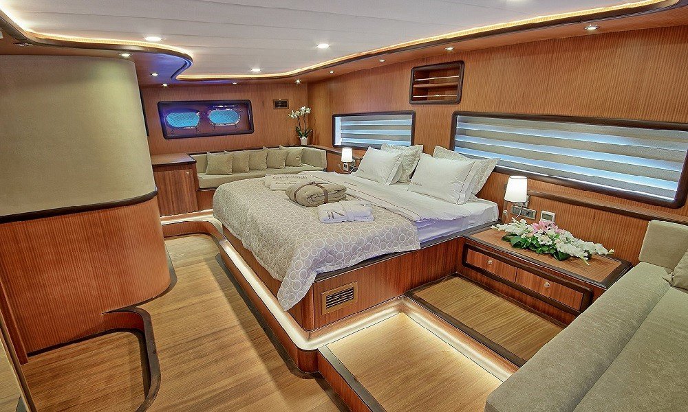 Modern cabin design on luxury gulet Queen of Salmakis