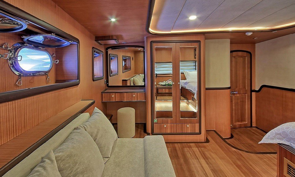 Modern cabin design on luxury gulet Queen of Salmakis