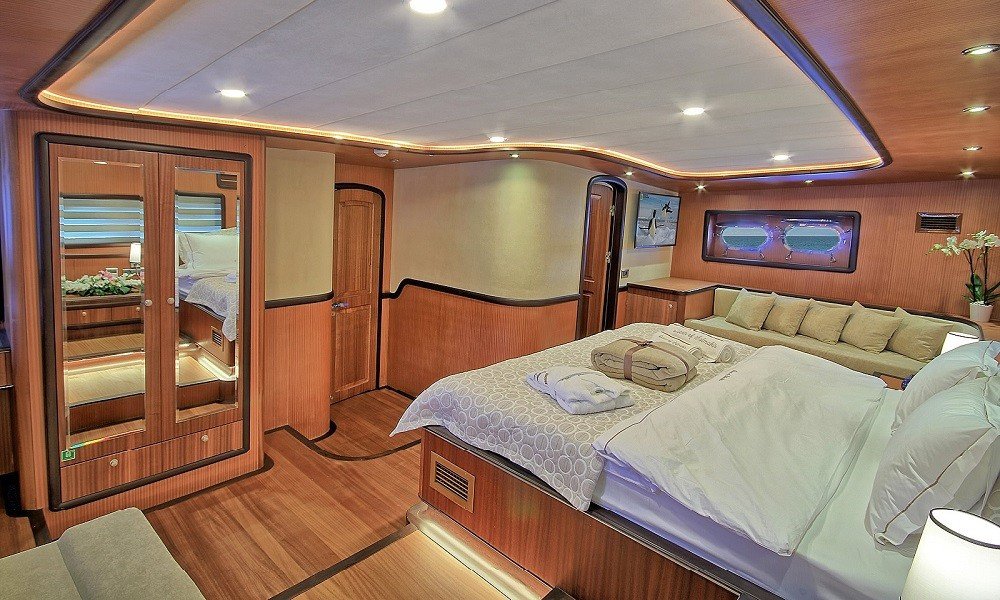 Modern cabin design on luxury gulet Queen of Salmakis