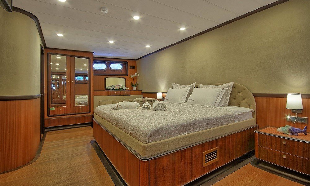 Modern cabin design on luxury gulet Queen of Salmakis