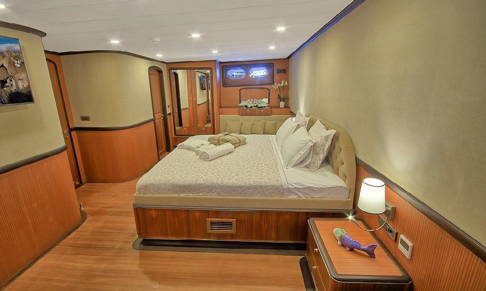 Modern cabin design on luxury gulet Queen of Salmakis