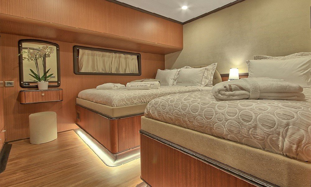Modern cabin design on luxury gulet Queen of Salmakis